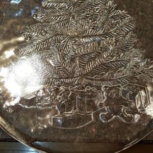 Christmas Glass Plate with etched tree 12"